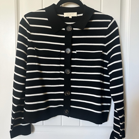 Sezane Betty Cardigan in Black & White - Picture 4 of 7